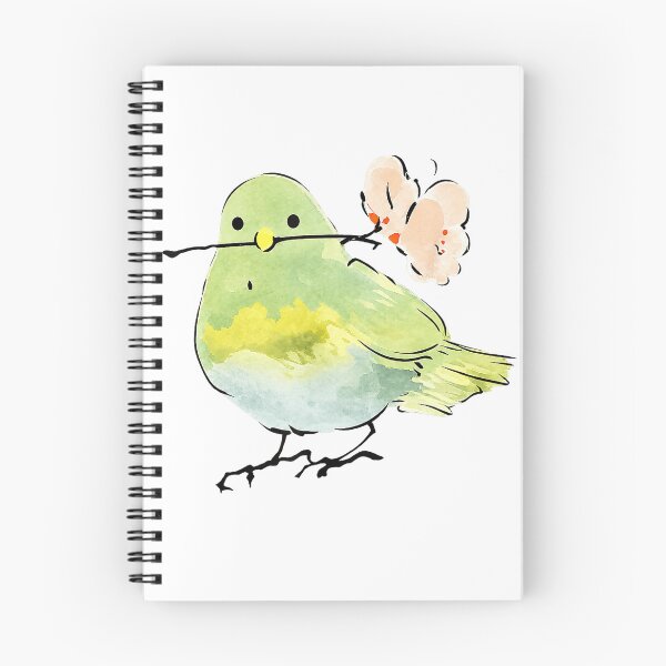 Item preview, Cute Green Bird Holding a Spring Blossom Watercolor Art designed and sold by TadeoNivar.