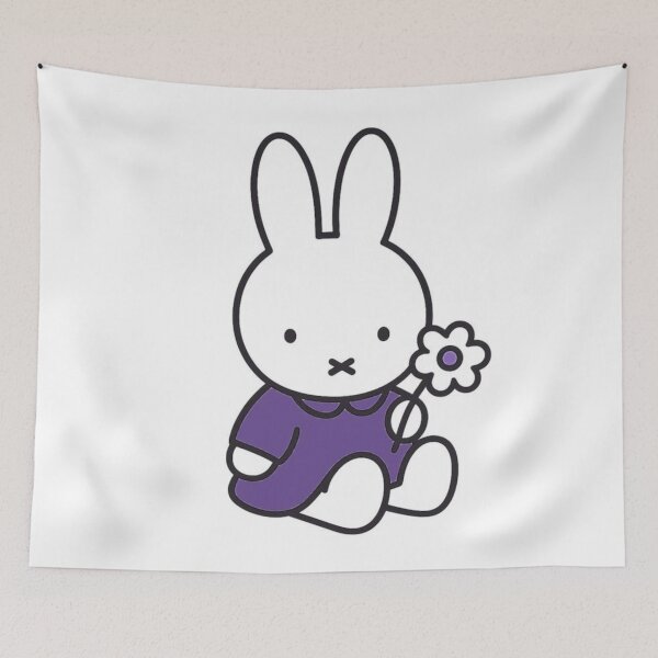 Item preview, Purple Themed Cute Bunny Holding a Flower Illustration Miffy designed and sold by Cozy Moss Studio.