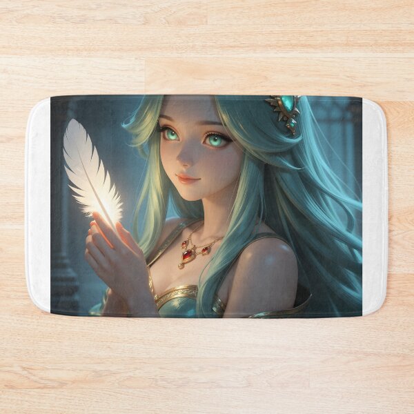 Item preview, Mystical Teal-Haired Fantasy Woman Holding a Glowing Feather designed and sold by Killington.