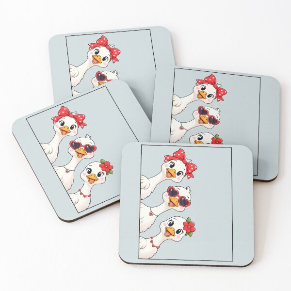 Item preview, Cute Love Goose Trio – Red Bow & Heart Sunglasses Art designed and sold by littlepiptales.