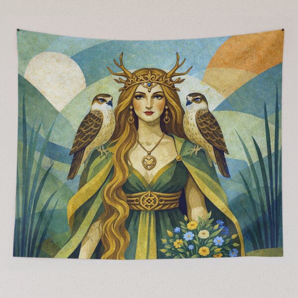 Aperçu de l'œuvre Freya – Illustration d'une déesse nordique légendaire créée et vendue par GalleryKauffeld.
