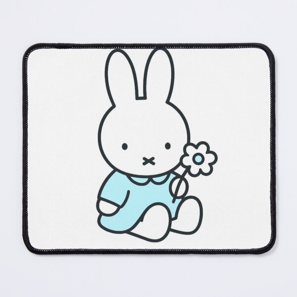 Item preview, Light Blue Themed Cute Bunny Holding a Flower Illustration Miffy designed and sold by Cozy Moss Studio.