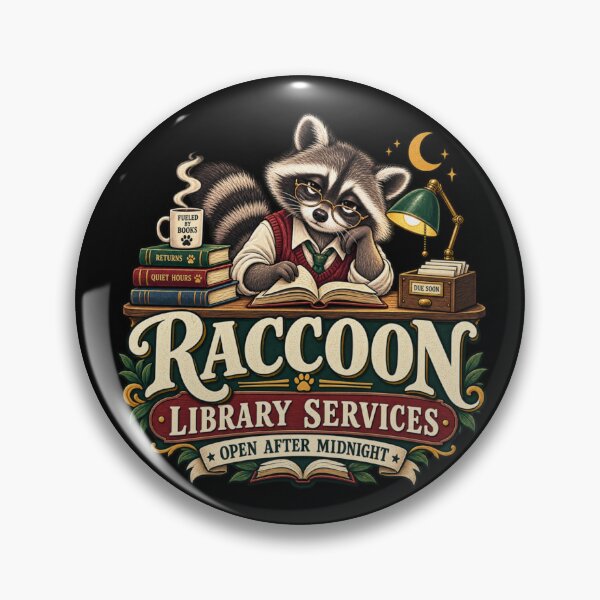 Item preview, Raccoon Library Services Late Night Reader Humor designed and sold by PunchDrop.