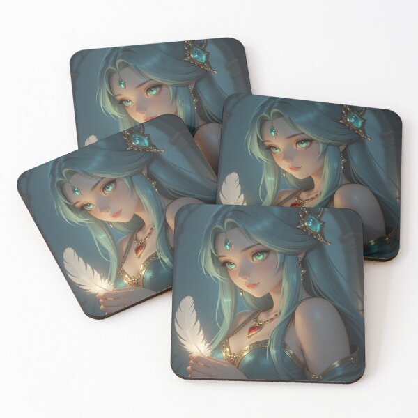 Item preview, Mystical Teal-Haired Fantasy Woman with Glowing White Feather designed and sold by Killington.