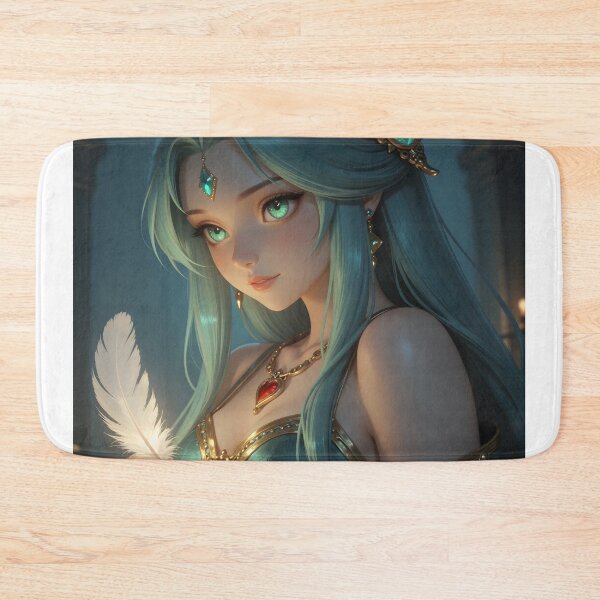 Item preview, Mystical Teal-Haired Fantasy Woman with Glowing White Feather designed and sold by Killington.