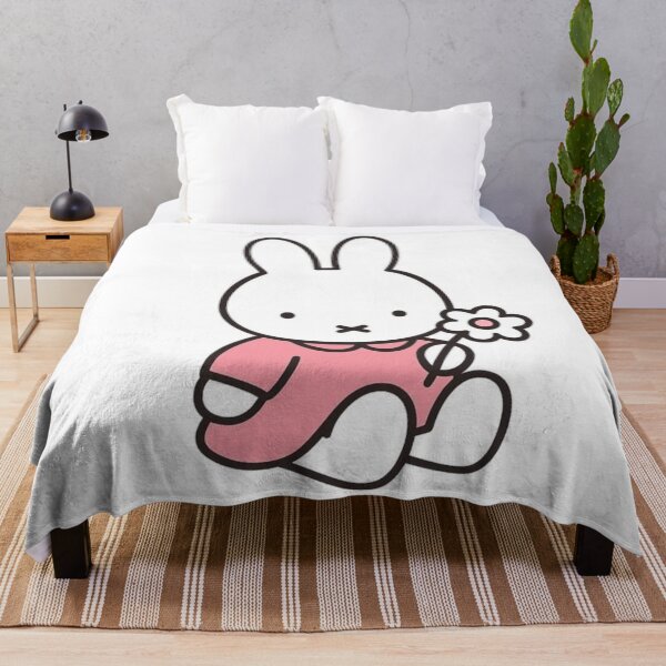 Item preview, Pink Themed Cute Bunny Holding a Flower Illustration Miffy designed and sold by Cozy Moss Studio.