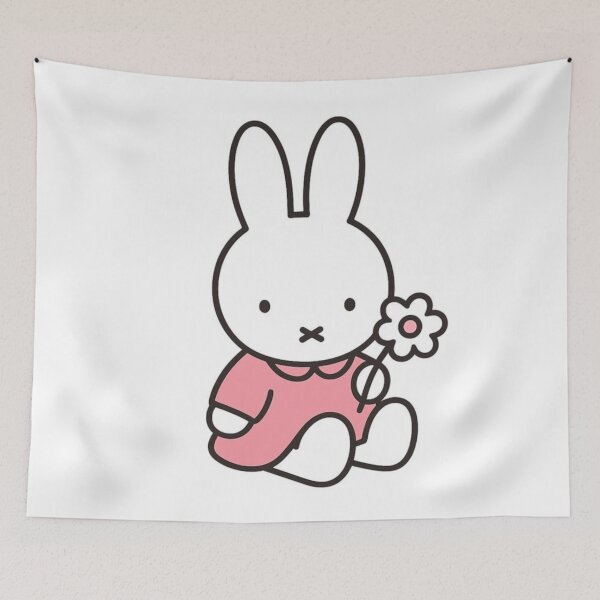 Item preview, Pink Themed Cute Bunny Holding a Flower Illustration Miffy designed and sold by Cozy Moss Studio.