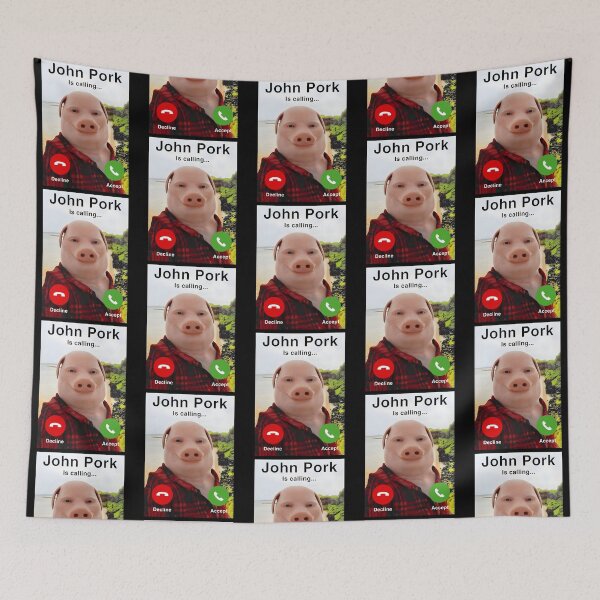 Item preview, John Pork Is Calling Funny Pig Meme designed and sold by Noctivyra.