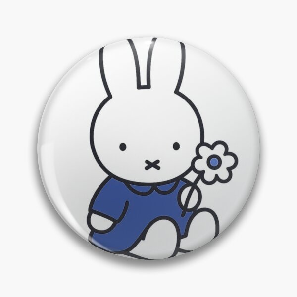 Item preview, Dark Blue Themed Cute Bunny Holding a Flower Illustration Miffy designed and sold by Cozy Moss Studio.