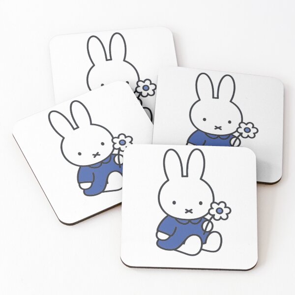 Item preview, Dark Blue Themed Cute Bunny Holding a Flower Illustration Miffy designed and sold by Cozy Moss Studio.