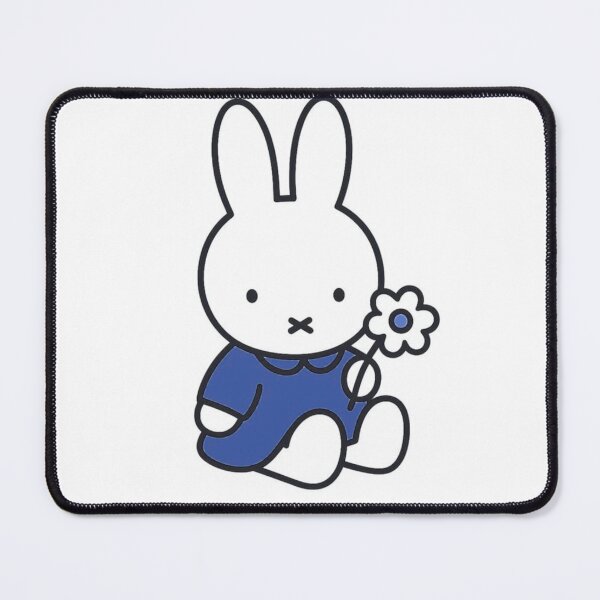Item preview, Dark Blue Themed Cute Bunny Holding a Flower Illustration Miffy designed and sold by Cozy Moss Studio.