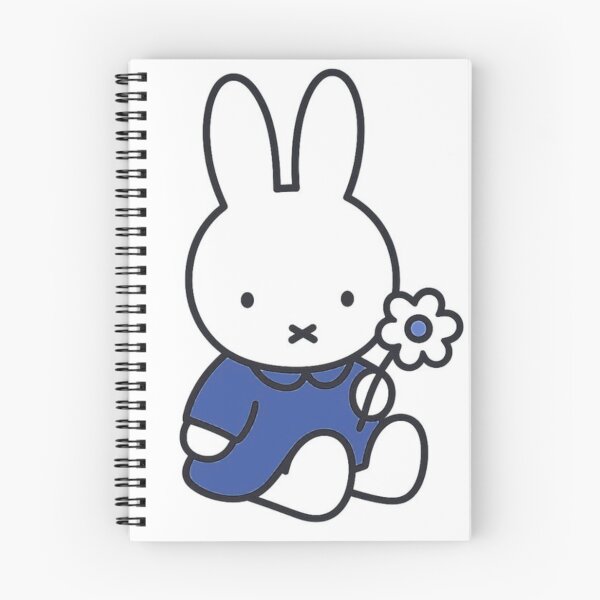 Item preview, Dark Blue Themed Cute Bunny Holding a Flower Illustration Miffy designed and sold by Cozy Moss Studio.
