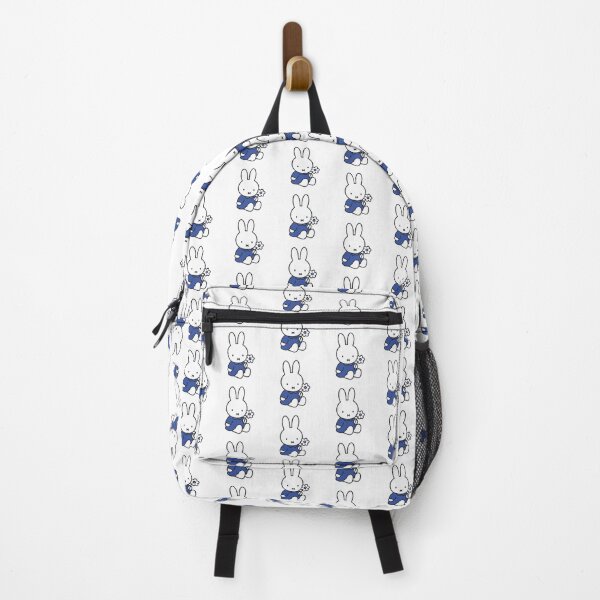 Item preview, Dark Blue Themed Cute Bunny Holding a Flower Illustration Miffy designed and sold by Cozy Moss Studio.