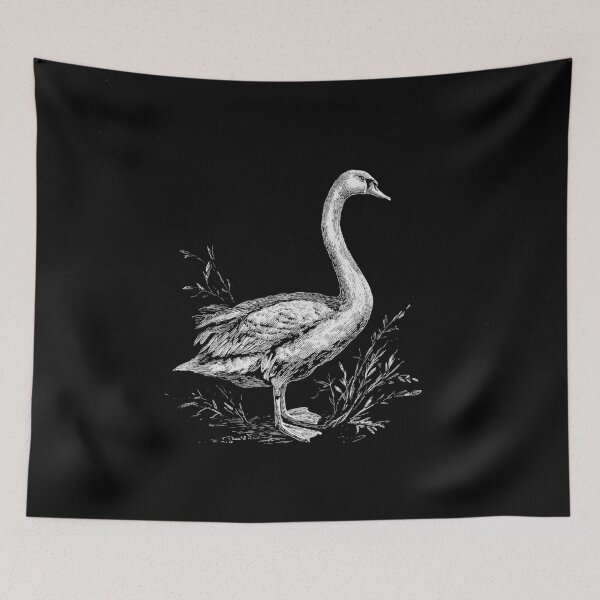 Item preview, Vintage Swan Among Grasses Line Art designed and sold by GoodOldPrints4.