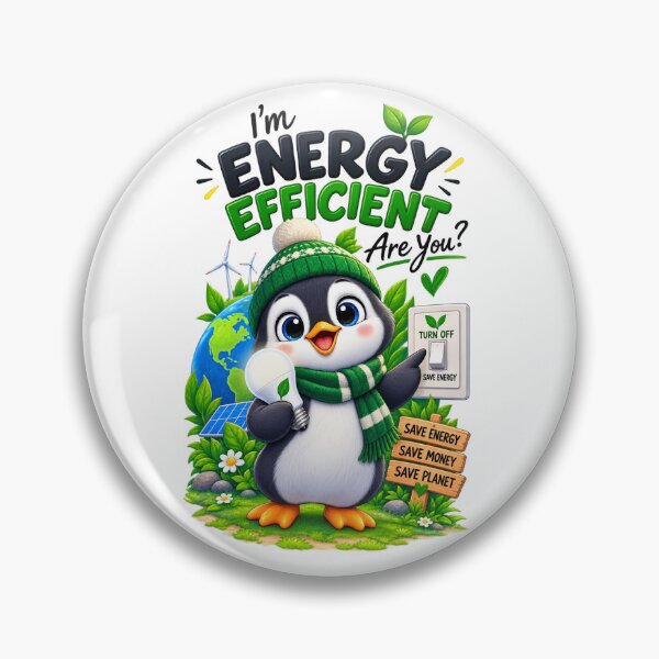 Item preview, I'm Energy Efficient – Cute Penguin Eco-Friendly T-Shirt Design designed and sold by : CraftyVibes.