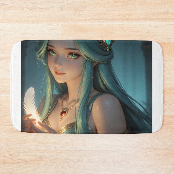 Item preview, Mystical Teal-Haired Fantasy Woman Holding a Luminous Feather designed and sold by Killington.