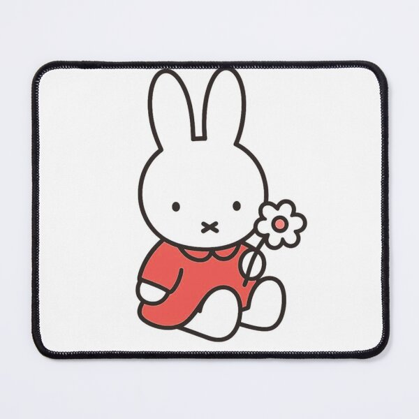 Item preview, Red Themed Cute Bunny Holding a Flower Illustration Miffy designed and sold by Cozy Moss Studio.