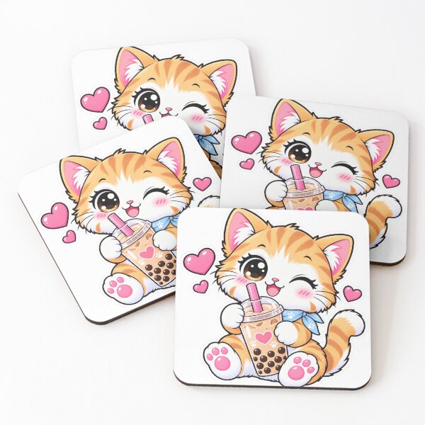 Item preview, Cute Orange Tabby Cat with Bubble Tea – Kawaii Boba Kitten Sticker designed and sold by ghatwalsachin.