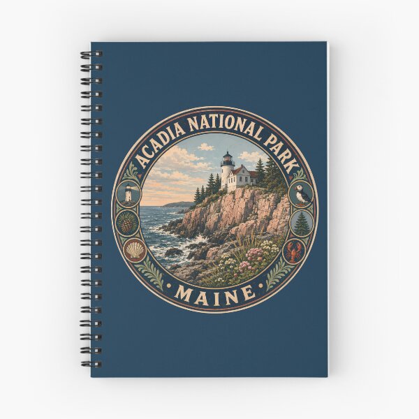 Item preview, Acadia National Park Maine Illustration Travel Art Badge designed and sold by KrisSidDesigns.
