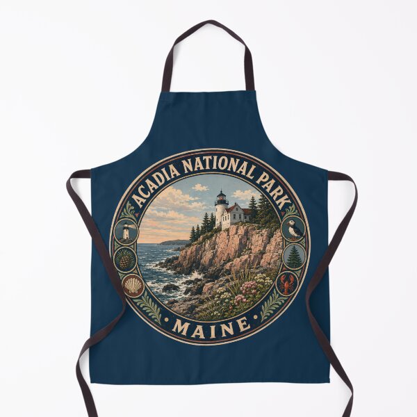 Item preview, Acadia National Park Maine Illustration Travel Art Badge designed and sold by KrisSidDesigns.