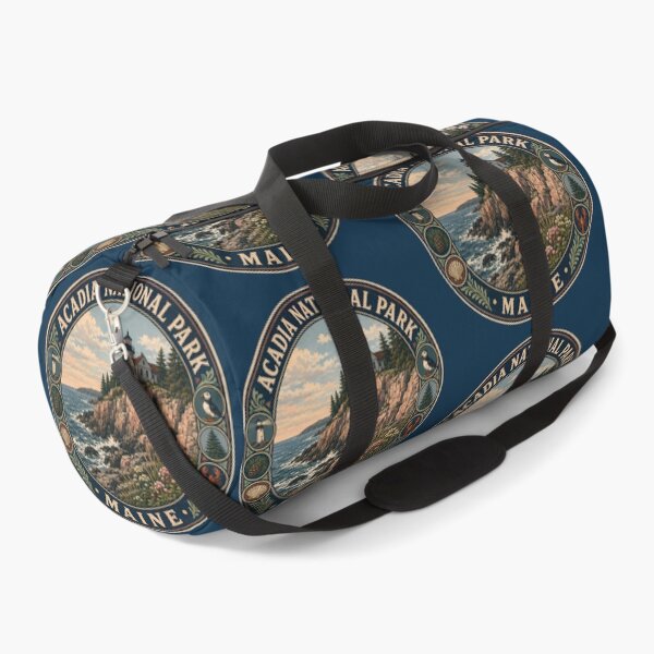 Item preview, Acadia National Park Maine Illustration Travel Art Badge designed and sold by KrisSidDesigns.