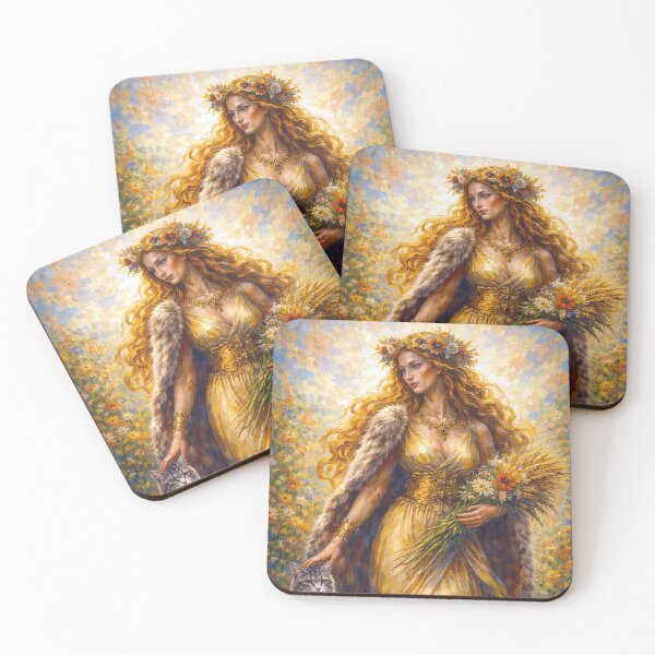 Item preview, Freya with cats – Warrior Goddess of Norse Mythology Painting designed and sold by GalleryKauffeld.