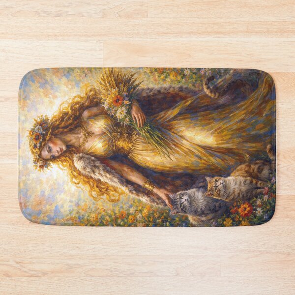 Item preview, Freya with cats – Warrior Goddess of Norse Mythology Painting designed and sold by GalleryKauffeld.