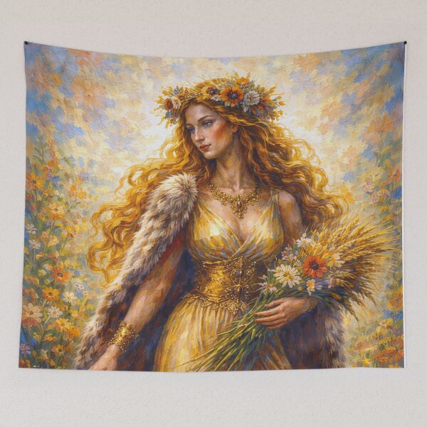 Item preview, Freya with cats – Warrior Goddess of Norse Mythology Painting designed and sold by GalleryKauffeld.