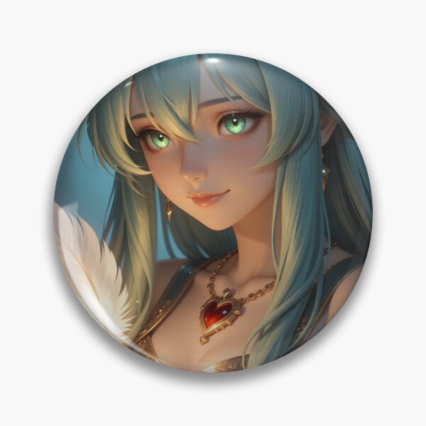 Item preview, Teal-Haired Fantasy Woman Holding a Glowing Magical Feather designed and sold by Killington.