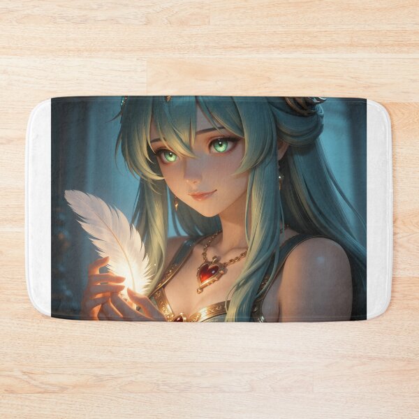 Item preview, Teal-Haired Fantasy Woman Holding a Glowing Magical Feather designed and sold by Killington.