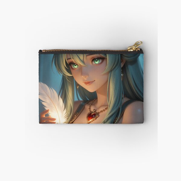 Item preview, Teal-Haired Fantasy Woman Holding a Glowing Magical Feather designed and sold by Killington.