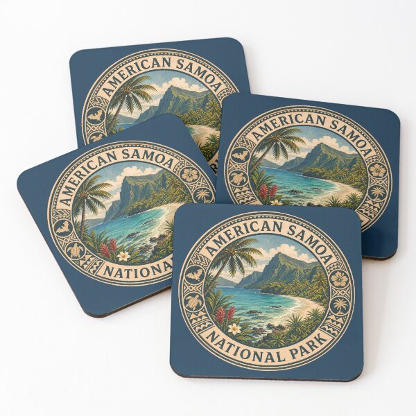 Item preview, American Samoa National Park Illustration Travel Art Badge designed and sold by KrisSidDesigns.