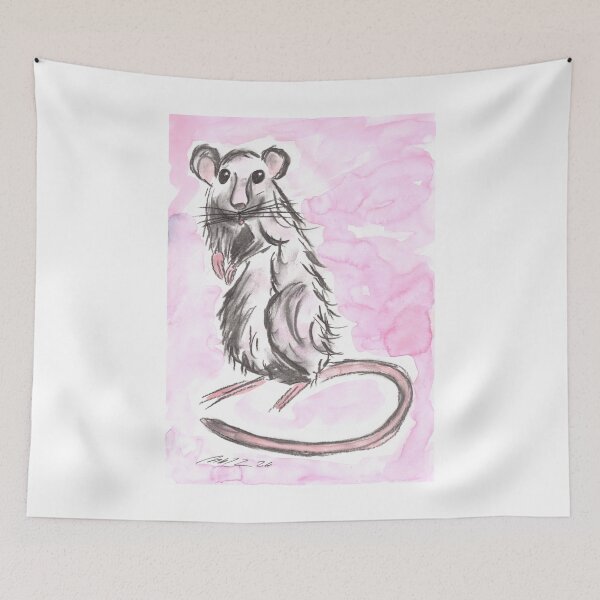 Item preview, Rat Queen, Charcoal & Pink Watercolour designed and sold by Anke‘s Bazaar.