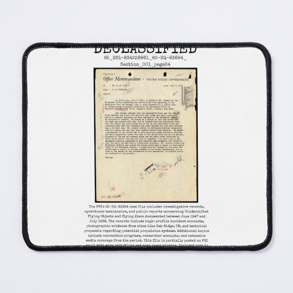 Item preview, UFO DECLASSIFIED 65_HS1-834228961_62-HQ-83894_ Section_001_page24 designed and sold by CG17s.