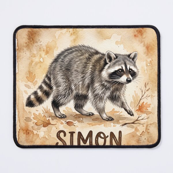 Item preview, Simon the Raccoon Watercolor Autumn Illustration designed and sold by NiceArtsPlace.
