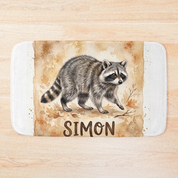 Item preview, Simon the Raccoon Watercolor Autumn Illustration designed and sold by NiceArtsPlace.