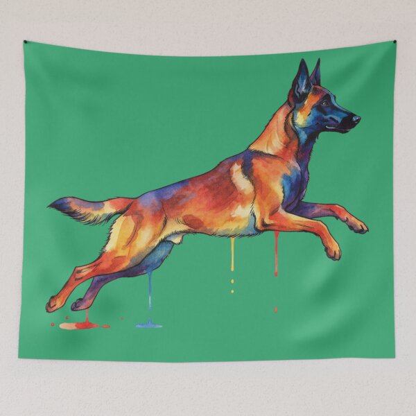 Item preview, Belgian Malinois Dog Watercolor Painting Illustration designed and sold by Exquisite Design Studio „Paculówka”.