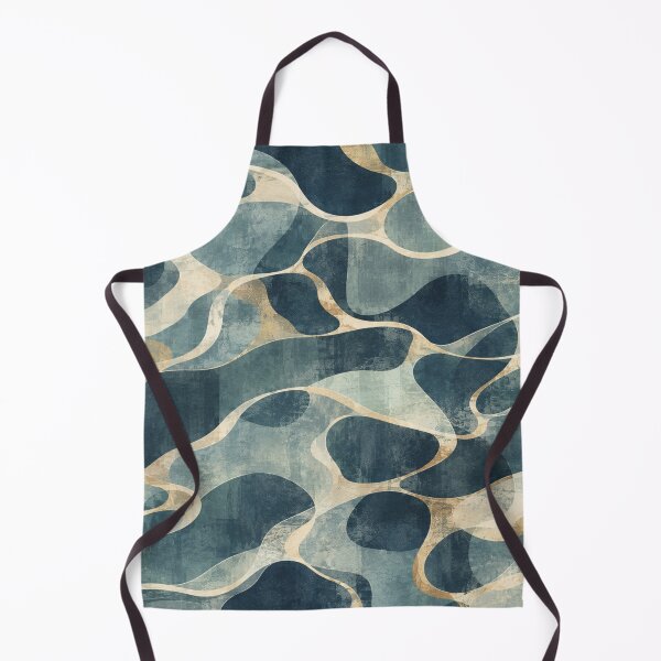 Item preview, Abstract Teal and Gold Fluid Wave Seamless Pattern designed and sold by QCena.