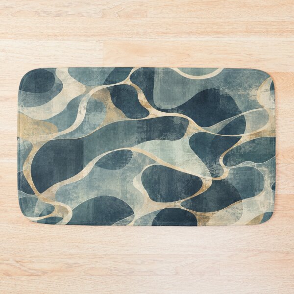 Item preview, Abstract Teal and Gold Fluid Wave Seamless Pattern designed and sold by QCena.
