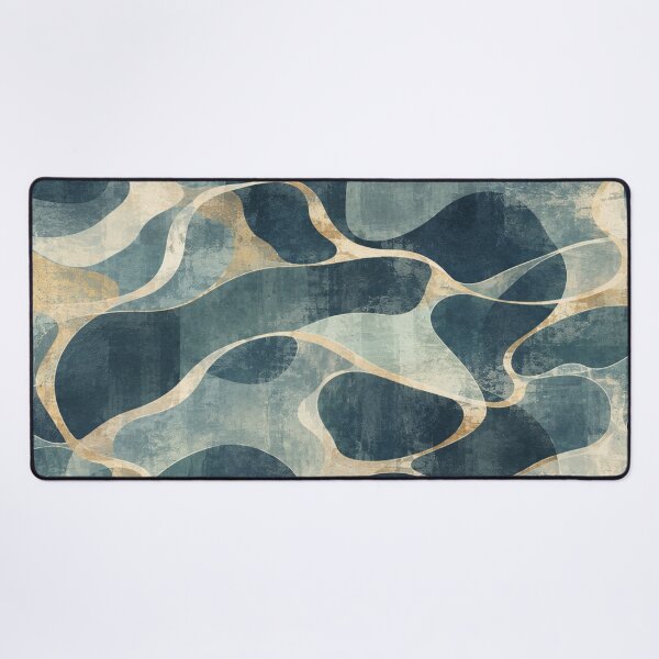 Item preview, Abstract Teal and Gold Fluid Wave Seamless Pattern designed and sold by QCena.