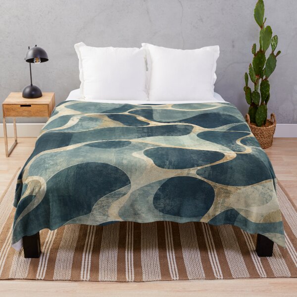 Item preview, Abstract Teal and Gold Fluid Wave Seamless Pattern designed and sold by QCena.