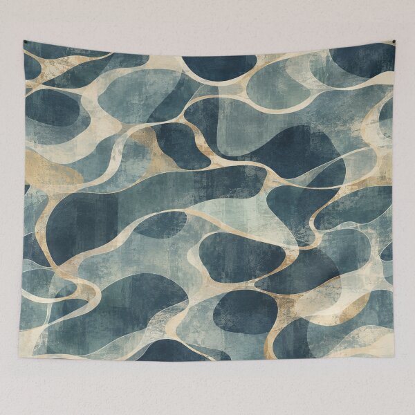 Item preview, Abstract Teal and Gold Fluid Wave Seamless Pattern designed and sold by QCena.