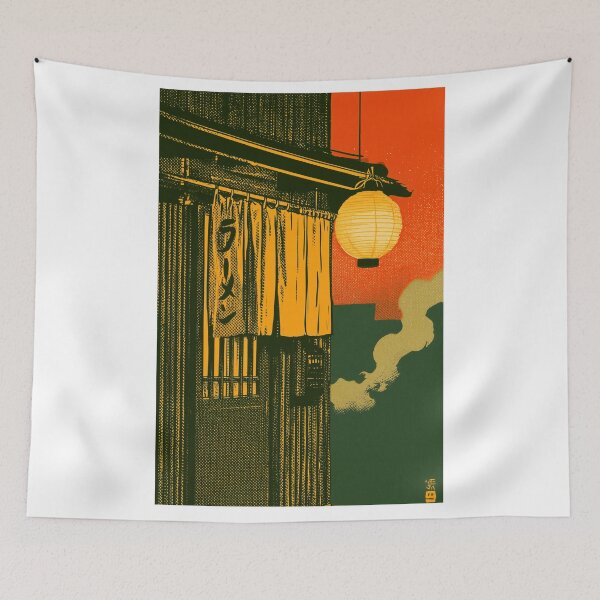 Item preview, Ramen Shop Noren at Dusk | Vintage Japanese Retro Showa Poster | Japandi Wall Art designed and sold by NodeArchitects.