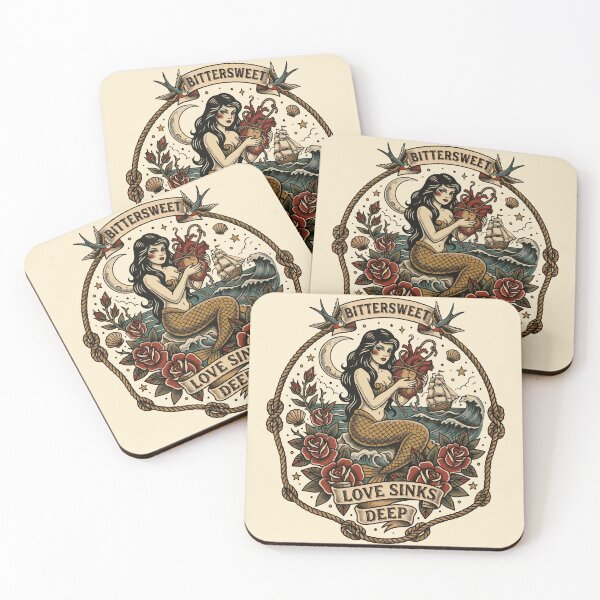 Item preview, Mermaid With a Broken Heart – Vintage American Traditional Tattoo  designed and sold by Maria Garcia´s.