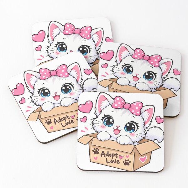 Item preview, Cute Adopt Love Kitten in Box – Kawaii Rescue Cat Heart Sticker designed and sold by ghatwalsachin.