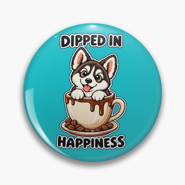 Item preview, Dipped in Happiness Cute Coffee Dog Cartoon T-Shirt Design designed and sold by RobertArt08.