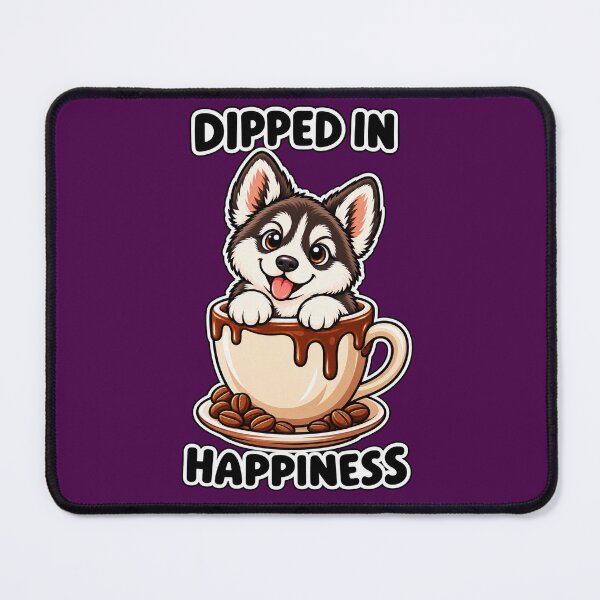 Item preview, Dipped in Happiness Cute Coffee Dog Cartoon T-Shirt Design designed and sold by RobertArt08.