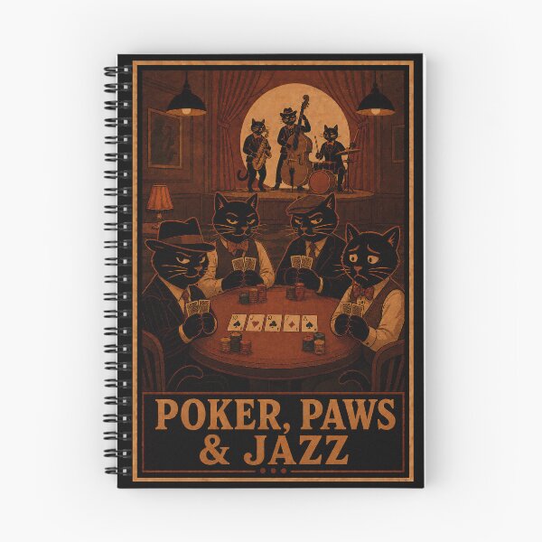 Item preview, Poker, Paws & Jazz – Vintage Cat Art designed and sold by Sandy's Cheeky Studio.