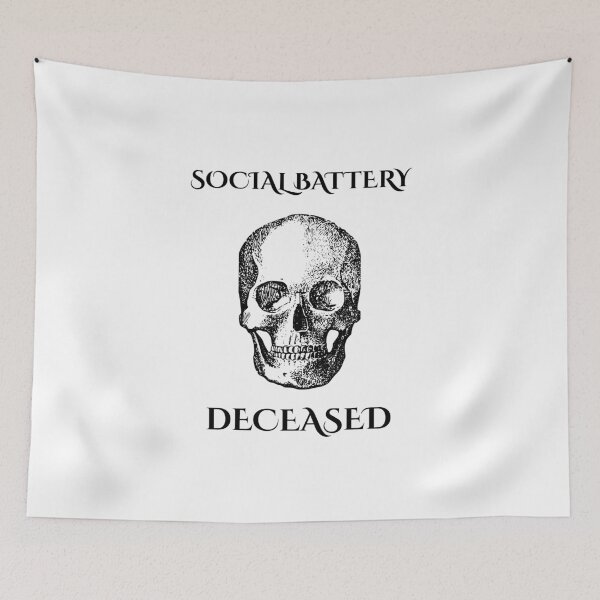 Artikelvorschau, Social Battery Deceased Funny Introvert Dark Humor Skeleton T-Shirt entworfen und verkauft von SvarunPogani.