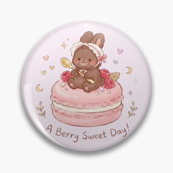 Item preview, A Berry Sweet Day Cute Bunny Macaron Dessert Kawaii Sticker designed and sold by TeeBlooms.